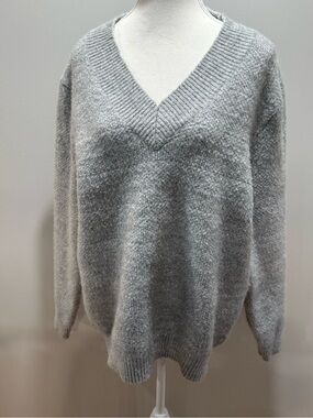 Simons Light Gray V-Neck Sweater